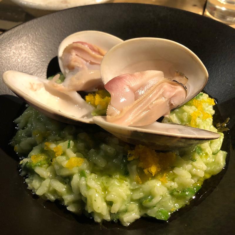 地蛤とクレソン、カラスミのリゾット(lumielune(ルミエルネ))