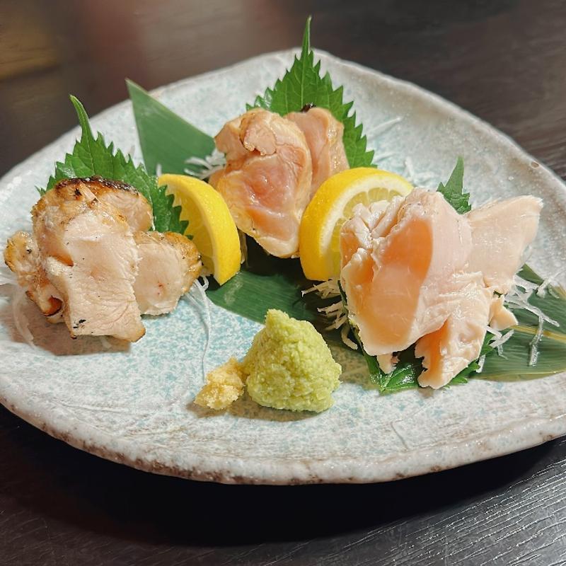 鶏肉のたたき三種盛り(たべのみ処 げんたろう商店)