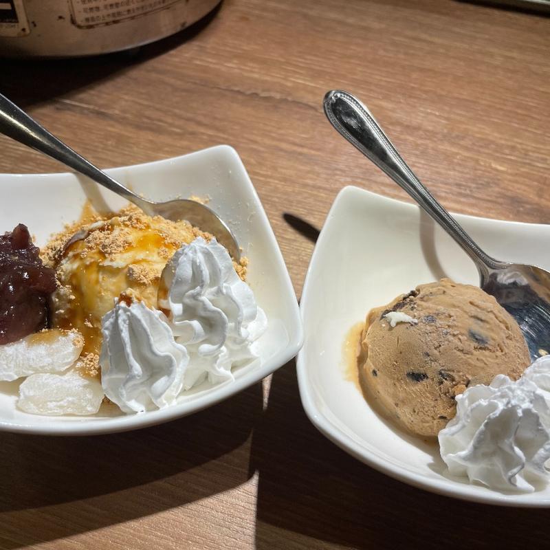 きな粉アイスとエスプレッソアイス(鶏焼き居酒屋 とりでん)