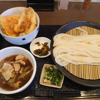 肉汁うどん＋ちび天丼(うどん白石)