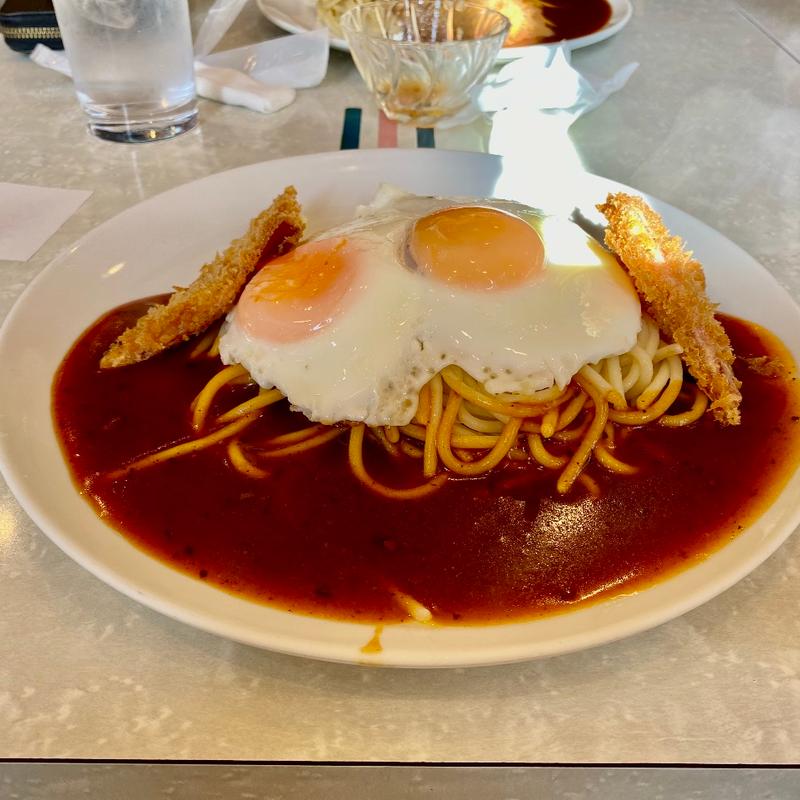 目玉焼きハムカツ(あんかけスパゲッティ)ランチ(ナポリ )