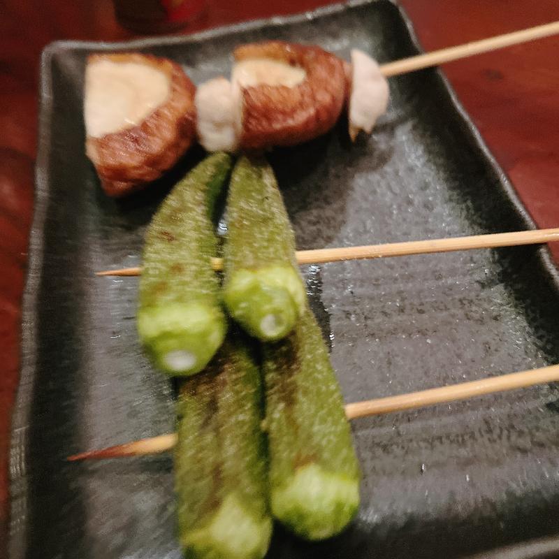 椎茸、オクラ(焼き鳥BAR あみあみ 下北沢)