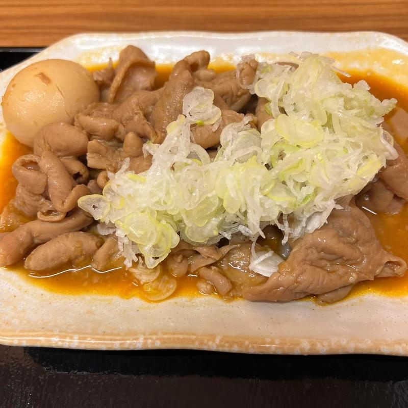 もつ煮定食大 煮卵(もつ煮定食 安西食堂)