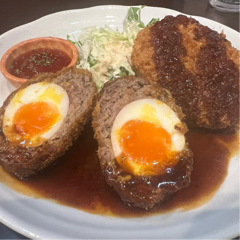 スコッチエッグ定食(洋食小林)