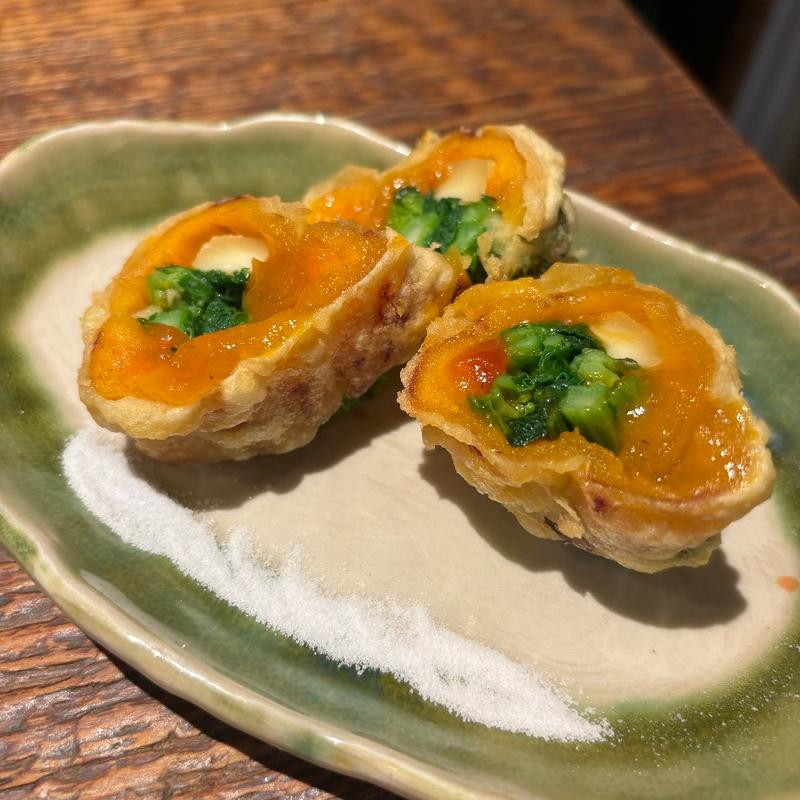 柿と菜の花の天ぷら(yuzuki)