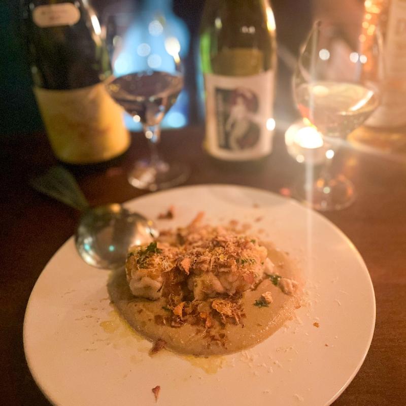 白子のムニエル ゴボウのヴルーテと菊芋チップス(PEZ)