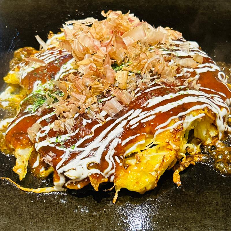 お好み焼き定食（牛すじぼっかけ焼き）(元祖海老出汁 もんじゃのえびせん ホワイティうめだ店)