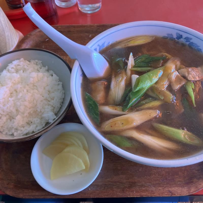 ネギ肉ラーメン+半ライス(廬山)
