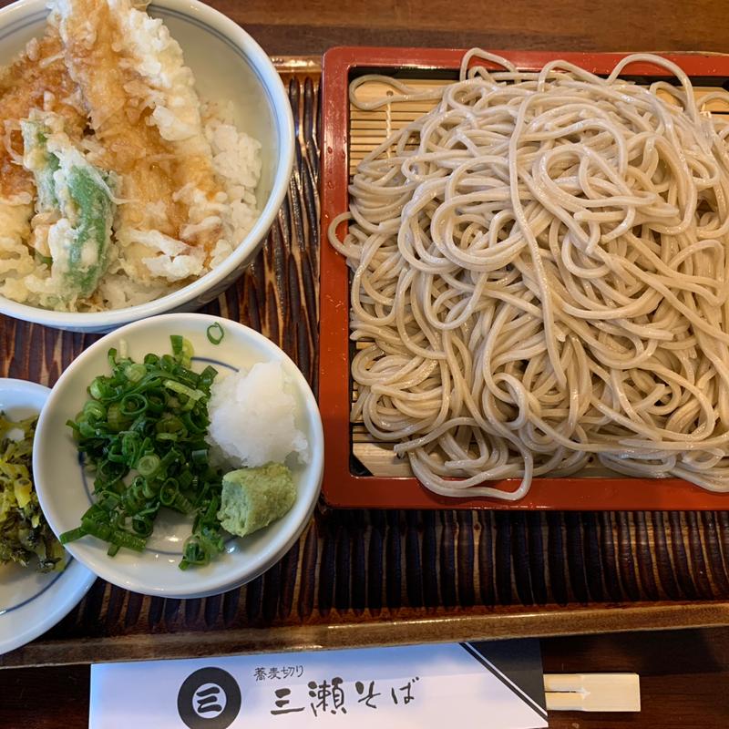 穴子天丼セット（そば大盛り）(三瀬そば)