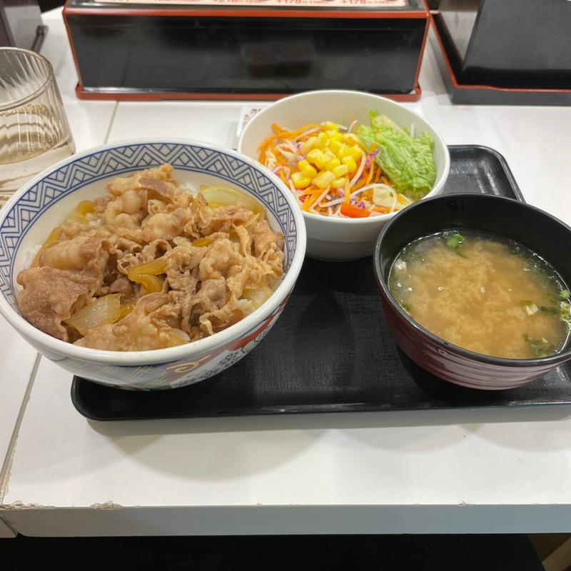 牛丼並 野菜味噌汁セット(吉野家 名鉄名古屋駅店)