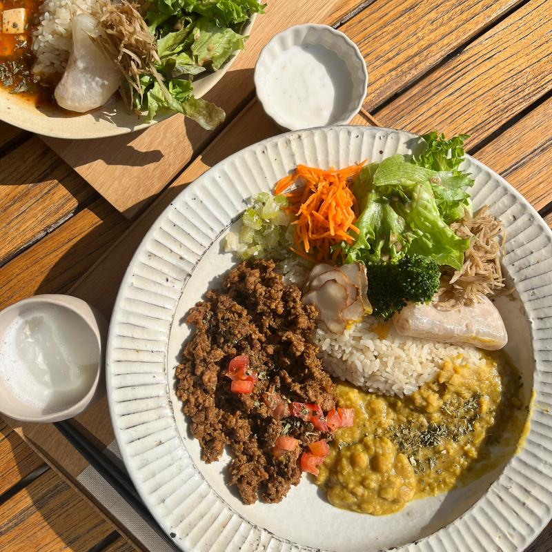 ラムキーマと豆カレーのあいがけ(スパイスパイス)