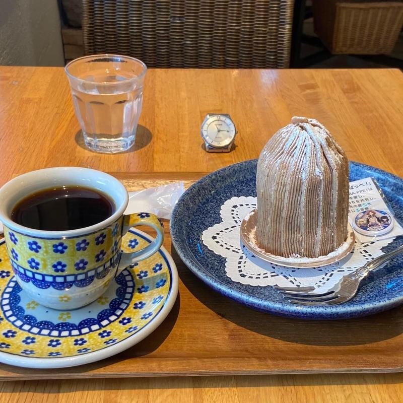 マリー様のモンブランケーキ 本日コーヒー(サザコーヒー 東急二子玉川店)