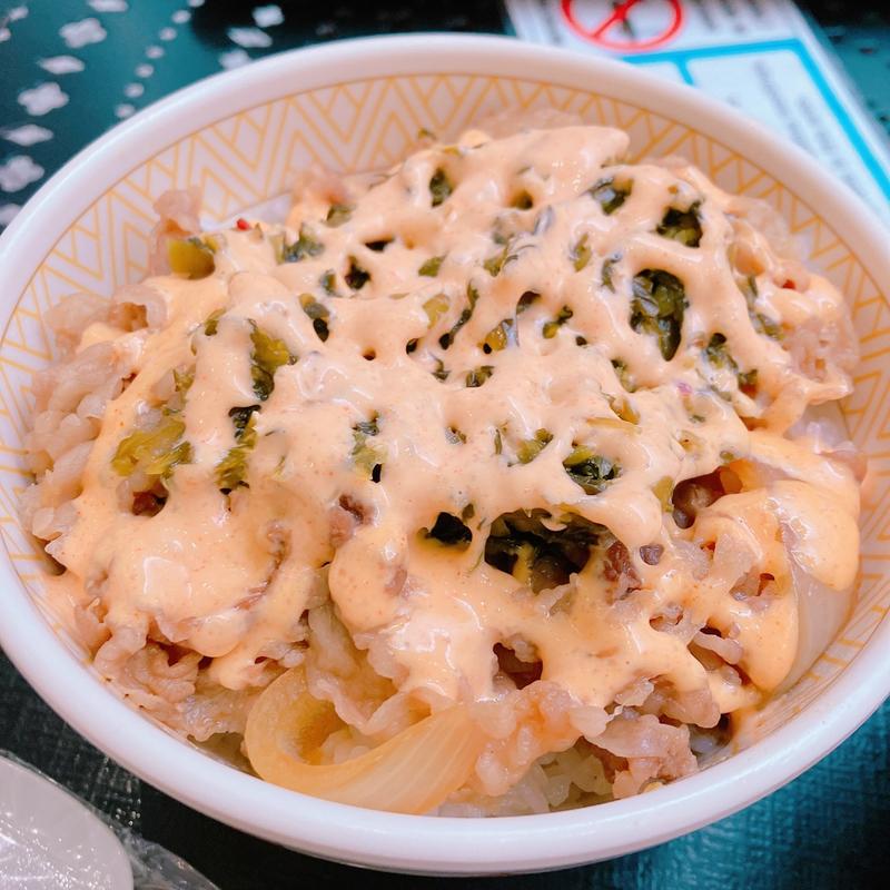高菜明太マヨ牛丼(すき家 ワンザ有明店)