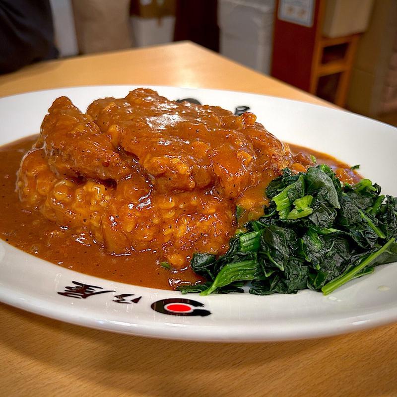 名代上メンチカツカレー＋たっぷりほうれん草(日乃屋カレー 仙台定禅寺通店)