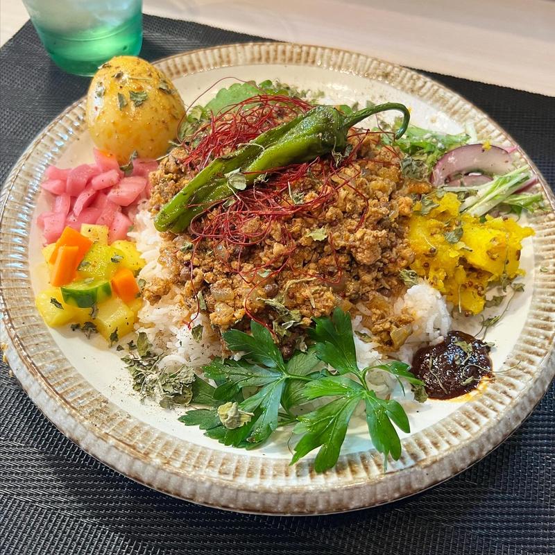 今月のカレー（花椒キーマカレー）(すぱいすにきいてみた＠plants)