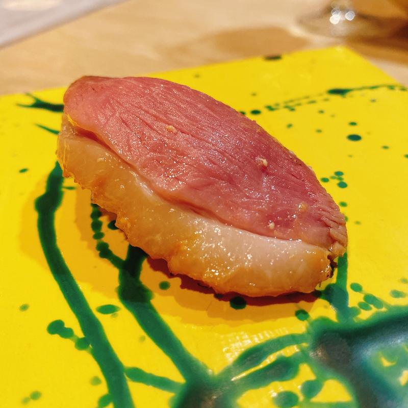 あいち鴨の炙り味噌漬け(鴨一ワイン酒場 SUN)