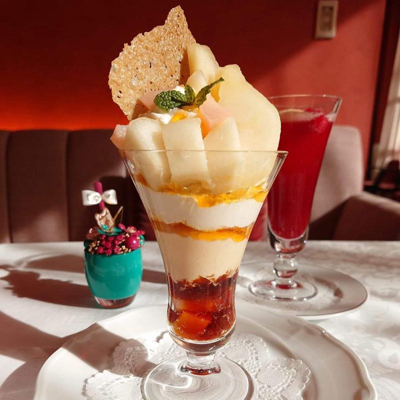 新潟県三条市産ルクチェのメープルパフェ(資生堂パーラー サロン・ド・カフェ 銀座本店)