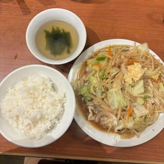 野菜炒め定食ポン酢味ニンニク増し(肉野菜炒め ベジ郎)