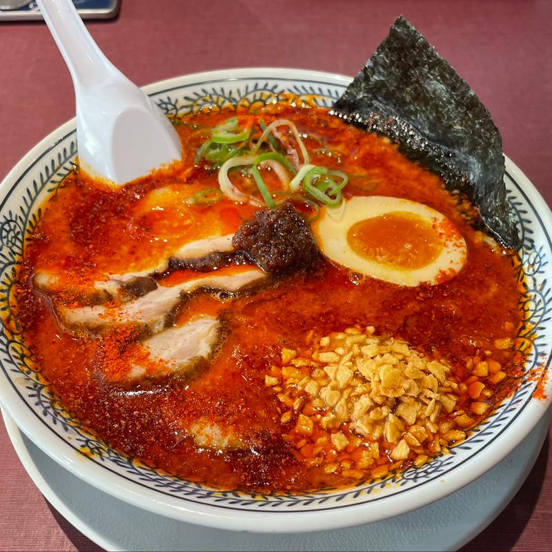熟成醤油とんこつ 赤 チャーシュー麺辛味増しx3(丸源ラーメン 大宮バイパス宮原店)