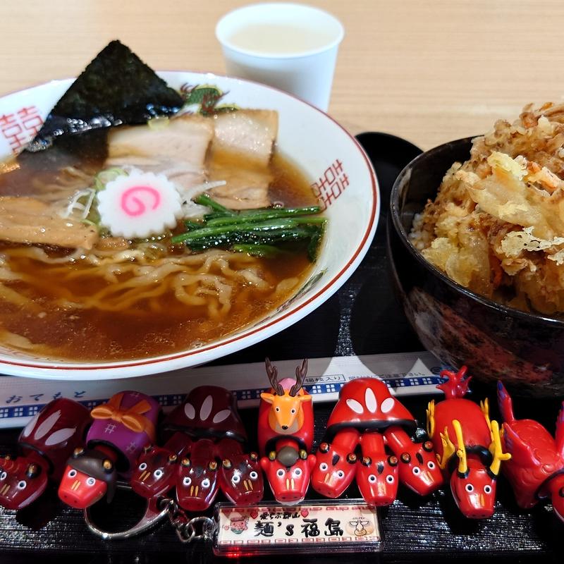 手揉み中華そば半野菜かき揚げ丼(麺処ひろ田製粉所)