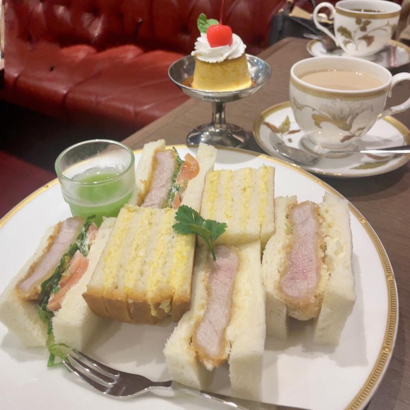 トリプルハーフセット➕ドンリク➕プリン(あべのカツサンドパーラー ロマン亭)