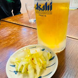 お通し＋ビール(ラーメン勝ちゃん)