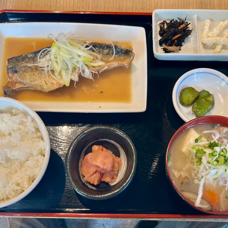 サバ味噌定食：明太子＋豚汁変更(酒と飯　たまる食堂)