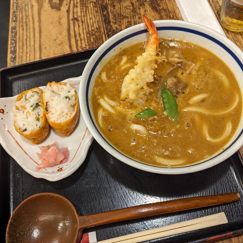 海老天カレー饂飩 稲荷(うどん 兎麦 umugi)