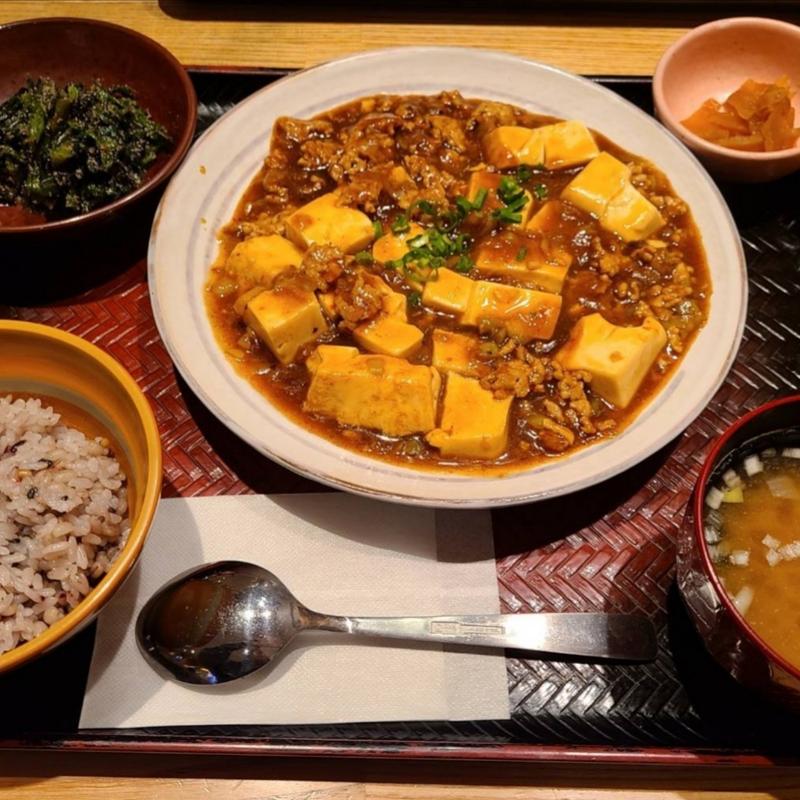 ピリ辛 本格マーボードーフ定食＋ほうれん草の胡麻和え(大戸屋ごはん処 ノースポートモール店)