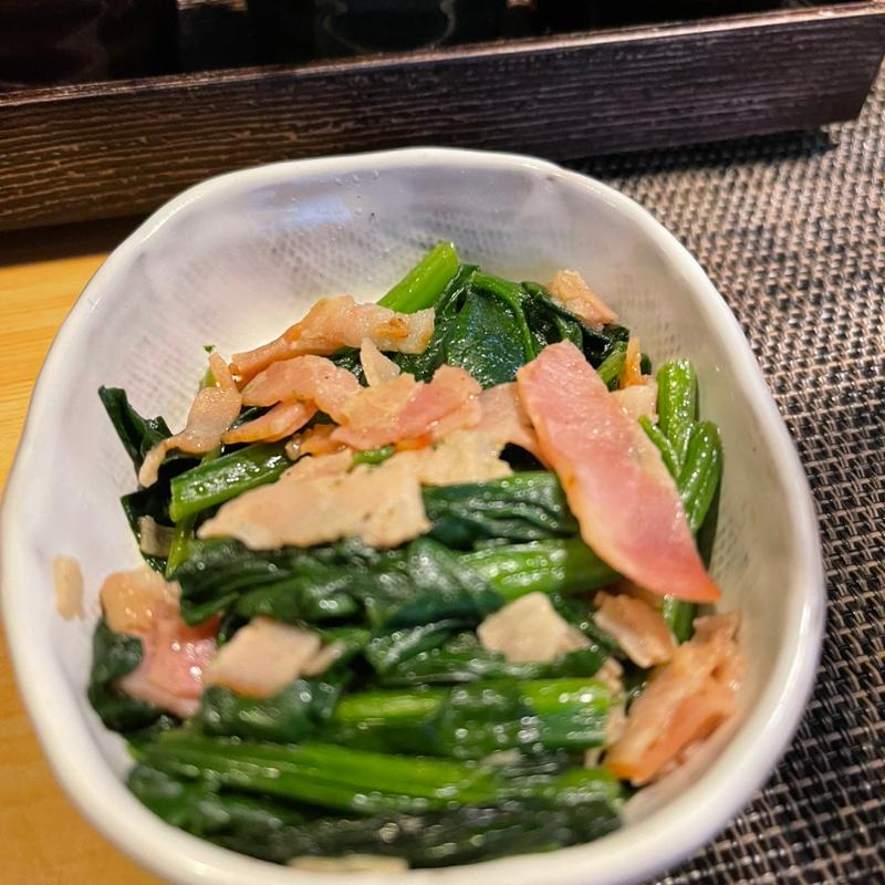 ほうれん草とベーコンのバター炒め(茶漬け屋こっからっしょ浜大津店)