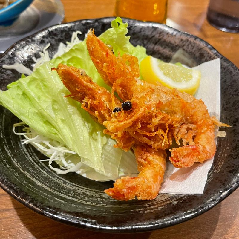 殻ごと食べれる！丸ごと海老唐揚げ(回転さかなや鮨　魚忠 今池店 （うおちゅう）)