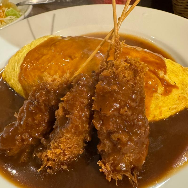 デミオムライスと串カツ(洋食キッチン フジオ軒)