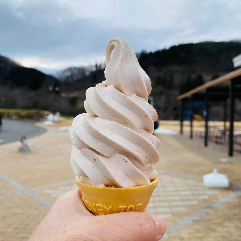 黒豆ソフトクリーム(道の駅 やまびこ館〈閉伊の郷 かわい〉)