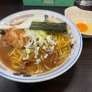 限定麺 カニ煮干塩ラーメン＋生卵(えーちゃん食堂)