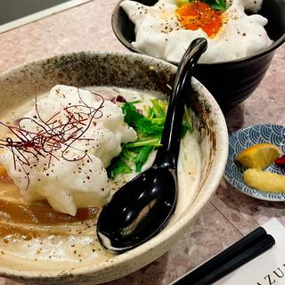 白味噌鶏白湯&鶏チャーシュー丼(麺屋 板ずり)