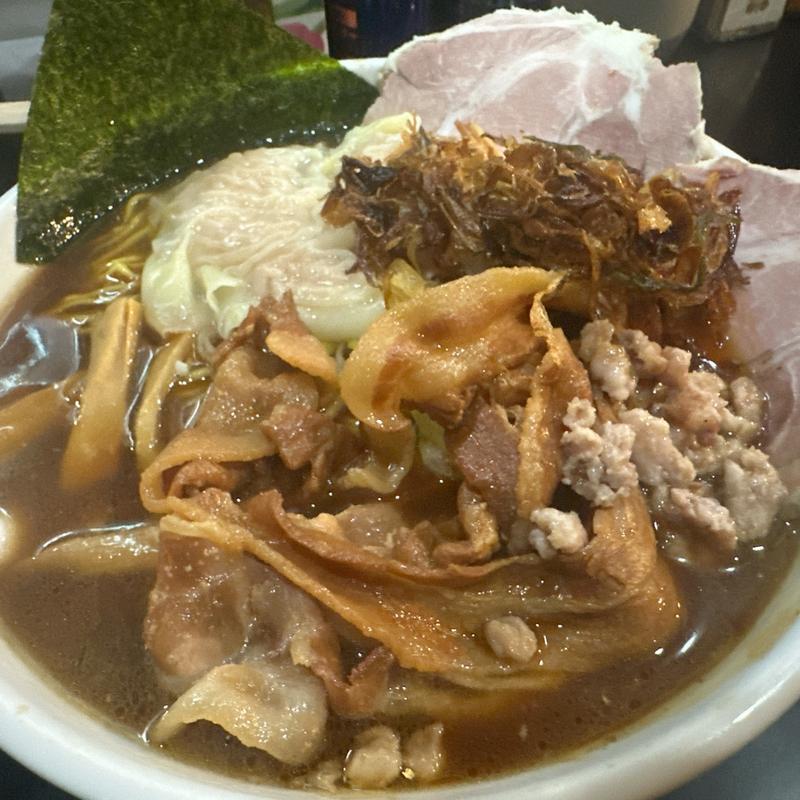 北寄貝20kgの悪魔ラーメン大盛り、つけたま(一条流がんこ総本家分家荒木町)