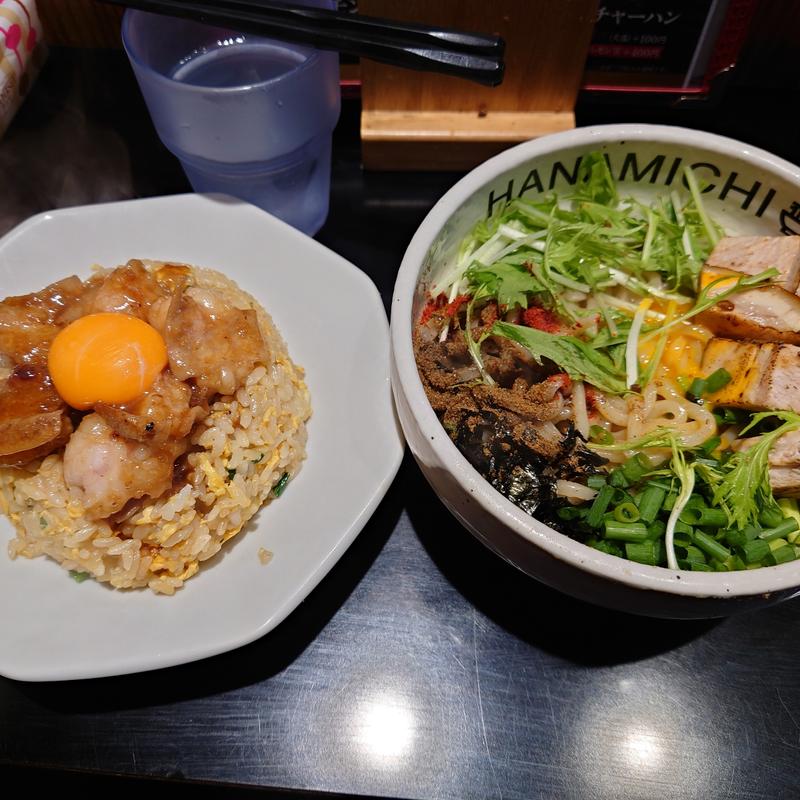 まぜそば並、ホルモンチャーハン大セット(HANAMICHI 新栄店)
