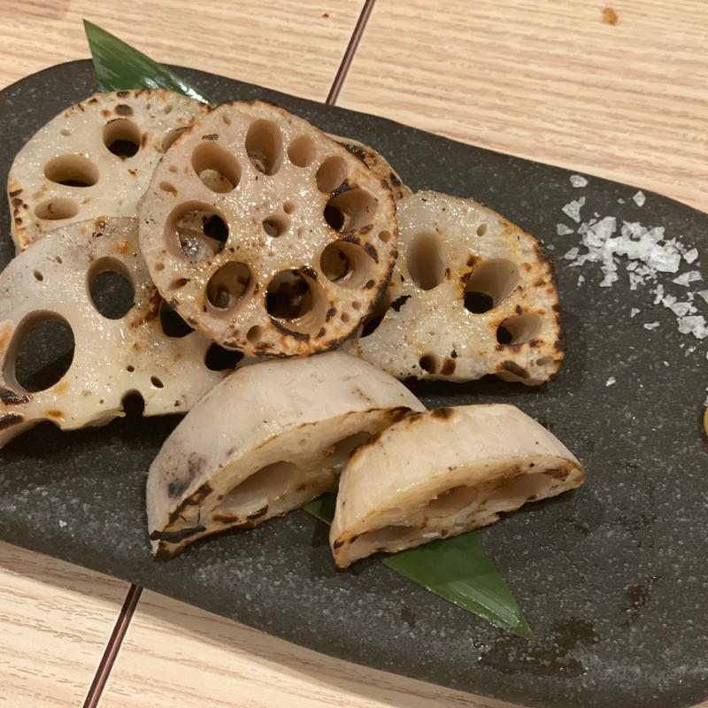 れんこん炭火焼き(焼鳥と和味 もり田)