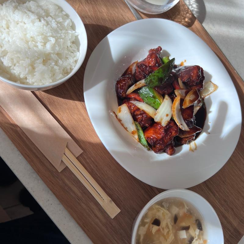 野菜と鶏肉の甘酢あんかけ(高山庭)