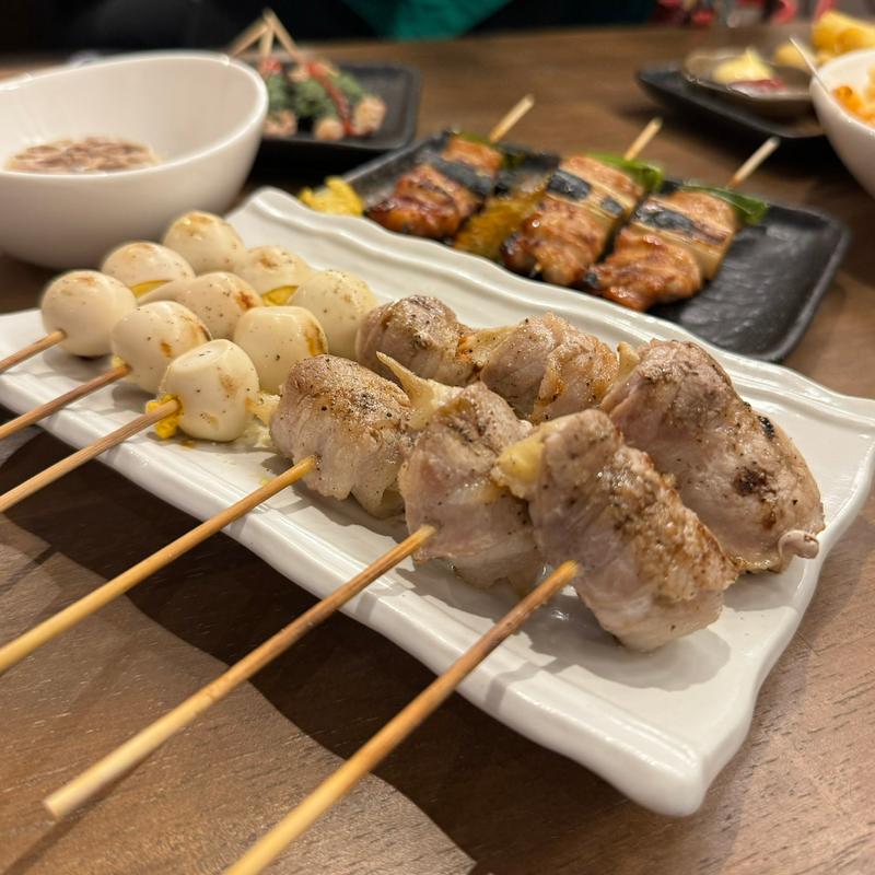 ガリ巻き、うずら(やきとり つくつく)