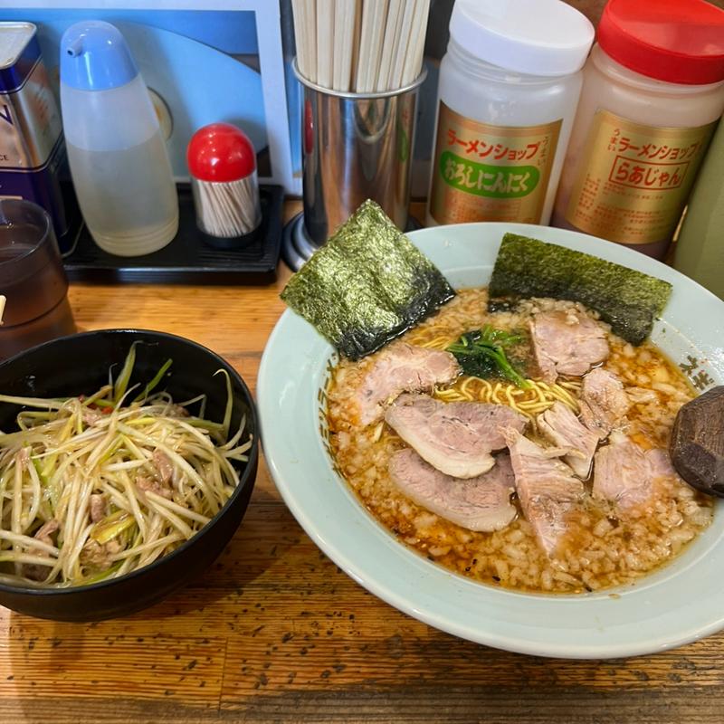 黒白酢チャーシュー麺　ネギ丼(ラーメンショップ椿 上彦川戸店)
