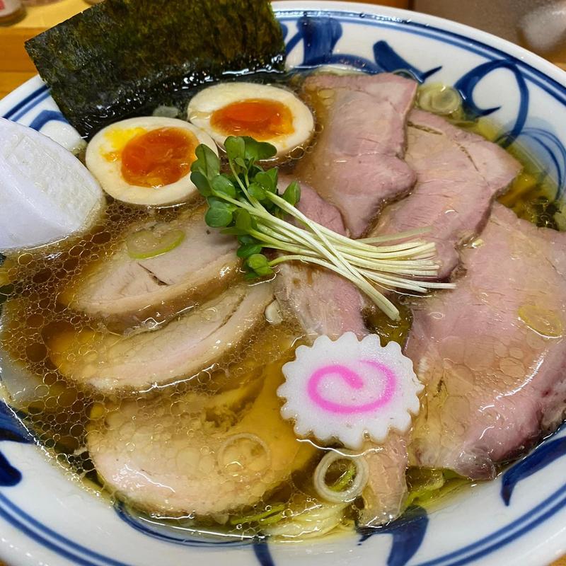焼豚ワンタン麺 煮玉子(中華そば屋　佐藤)