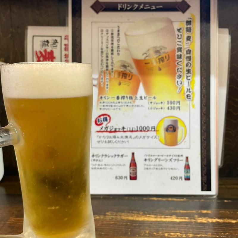 生ビール中ジョッキ(御麺　麦　一等兵 津駅前店 )