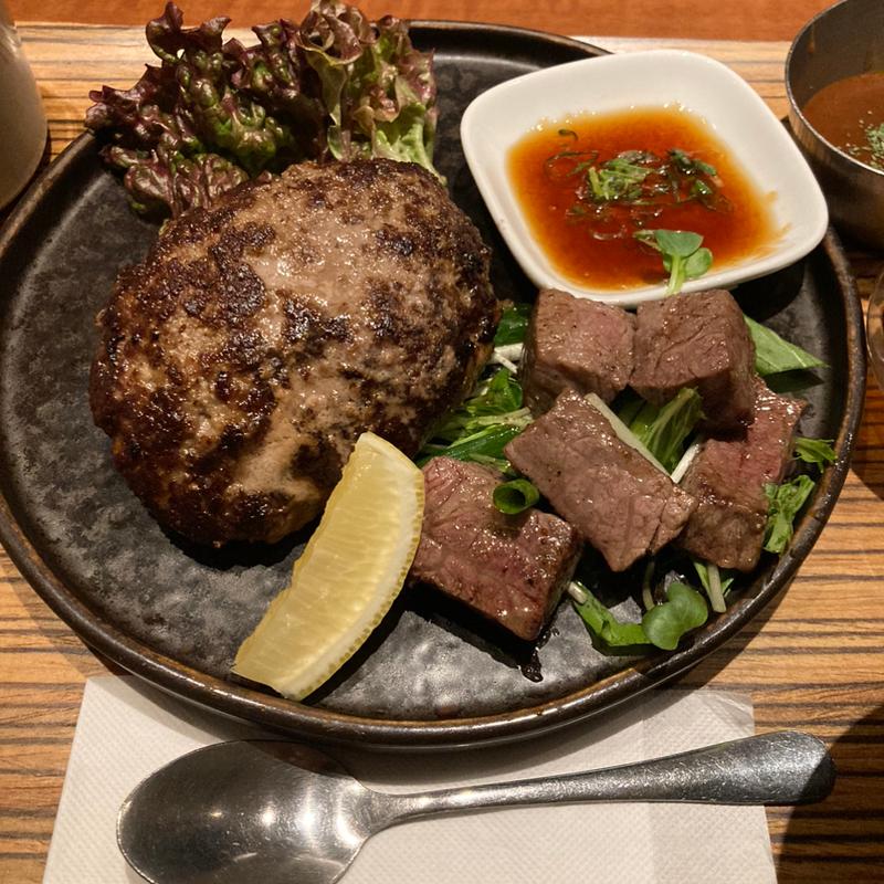 黒毛和牛ハンバーグ＆黒毛和牛サイコロステーキ(HAMBURG LABO （ハンバーグ ラボ）)