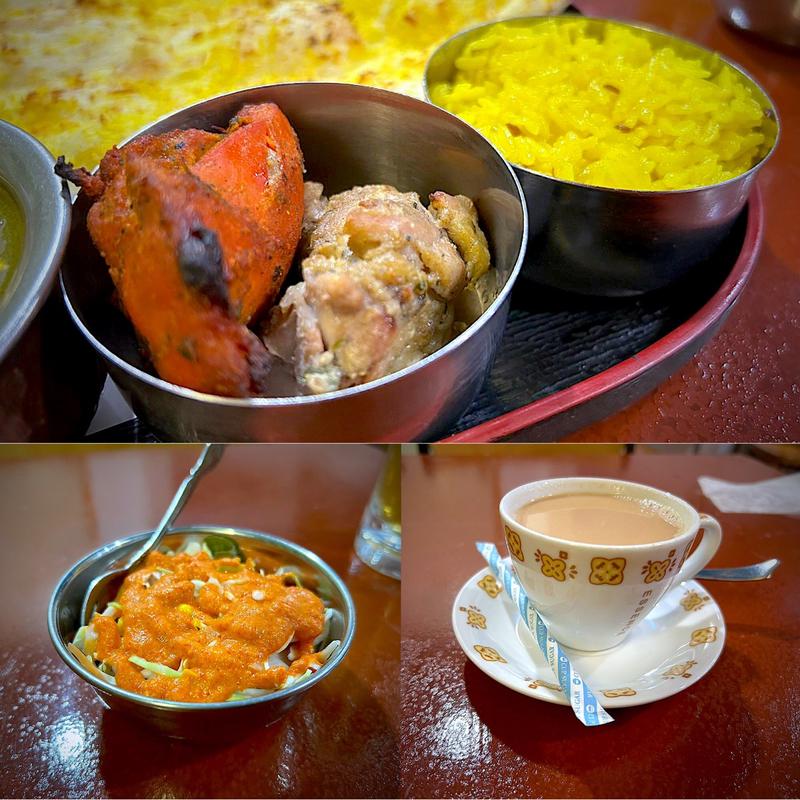 チキンティッカ、ハーフライス、サラダ、ホットチャイ(ビニタ ダイニング 麹町店)