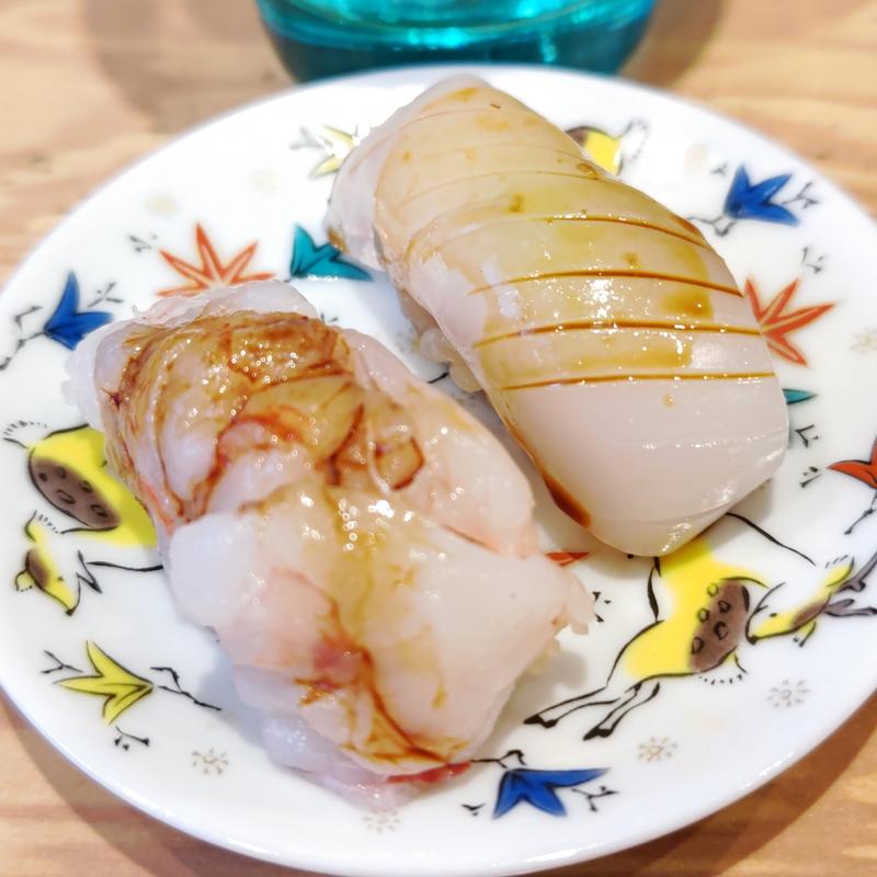 赤えびたたき・だるまいか( 海鮮レアカツ 手巻きずし KITSUNE(狐))