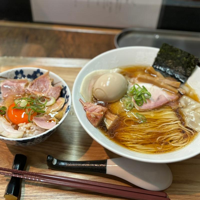 特製醤油蕎麦&肉たまごかけご飯(中華蕎麦 仁香)