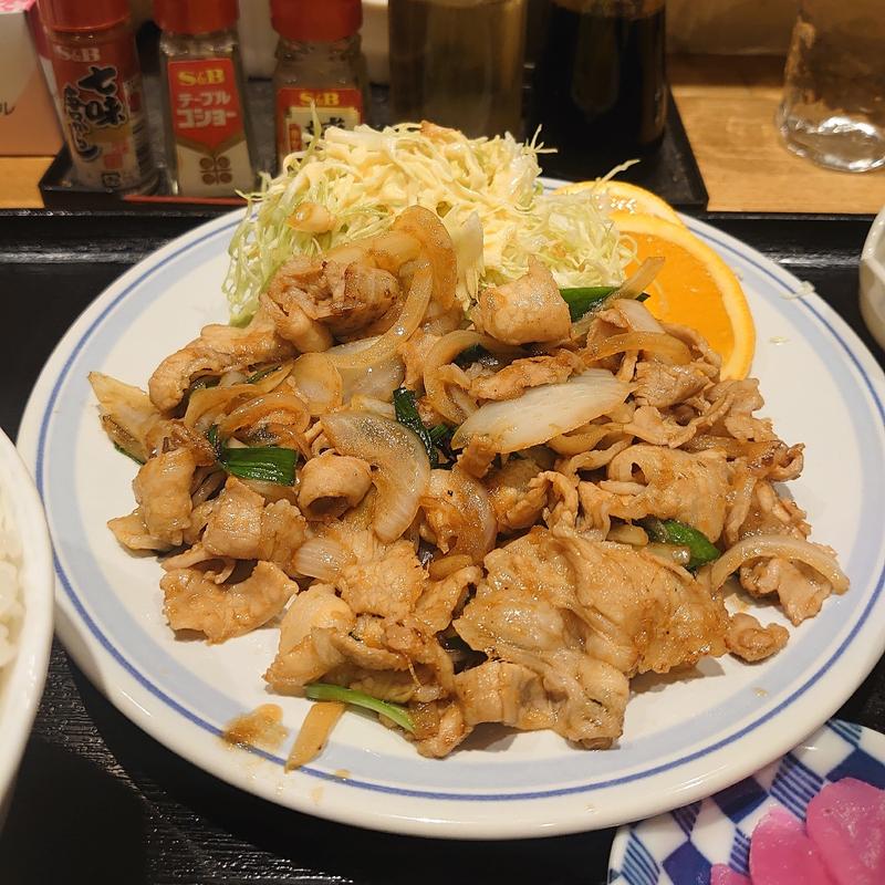 生姜焼き定食(ライス大) (大衆食堂 三平)