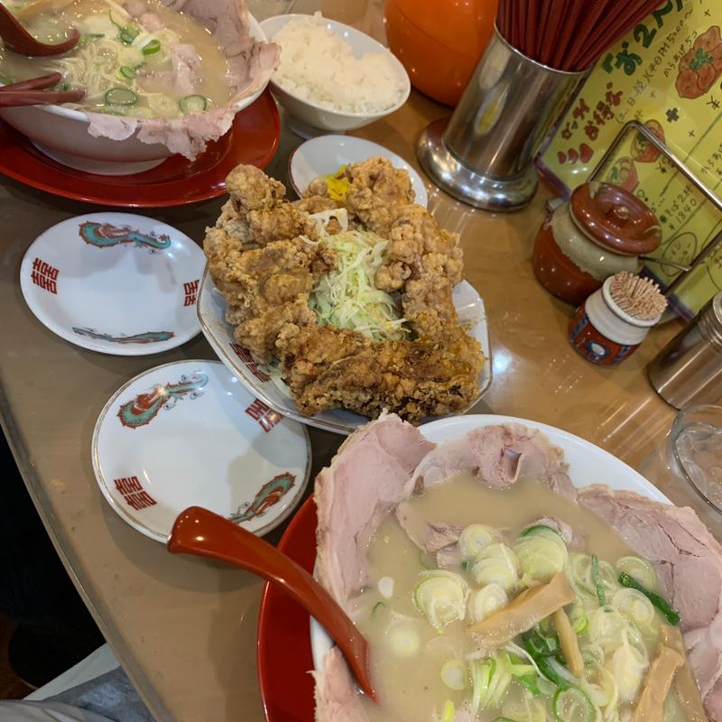 牛すじラーメンと唐揚げ（カレー味）(中華そば 髙安)