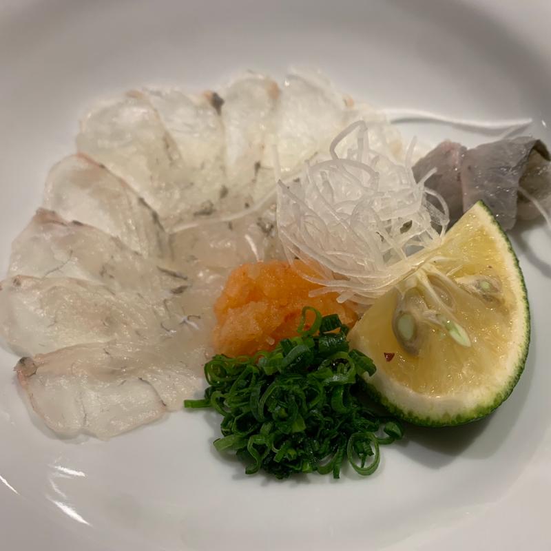 カレイの薄造り(石臼粗挽き 手打そば 大庵)